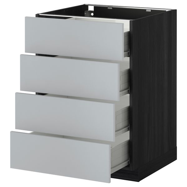 Напольный шкаф 4 фронтальных панели, 4 ящика МЕТОД / ФОРВАРА, черный, Веддинге серый - схема-чертеж с размерами