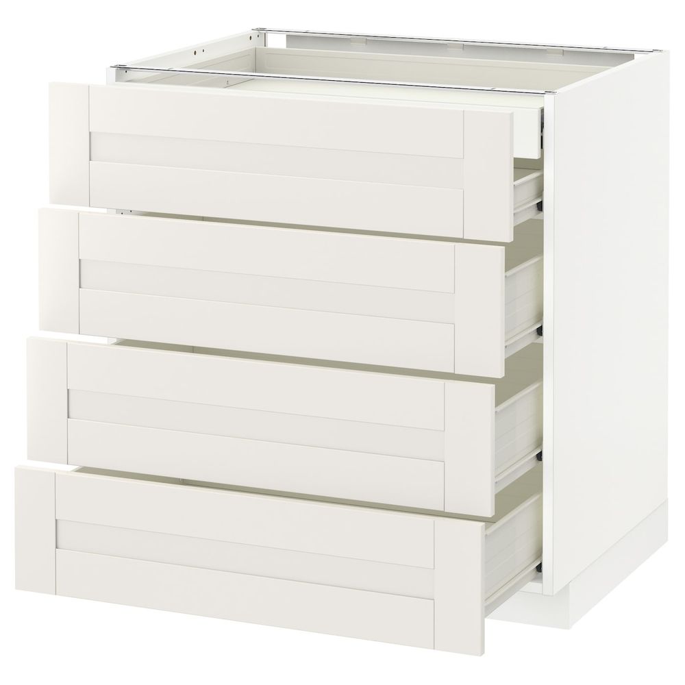 Напольный шкаф 4 фронтальных, 2 низких, 3 средних ящ, белый/Сэведаль белый 80x60 см IKEA МЕТОД / ФОРВАРА 192.654.39 - фото 1