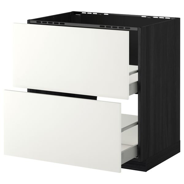 Напольный шкаф под мойку + 2 фронтальных панели, 2 ящика МЕТОД / МАКСИМЕРА, черный, Хэггеби белый - схема-чертеж с размерами