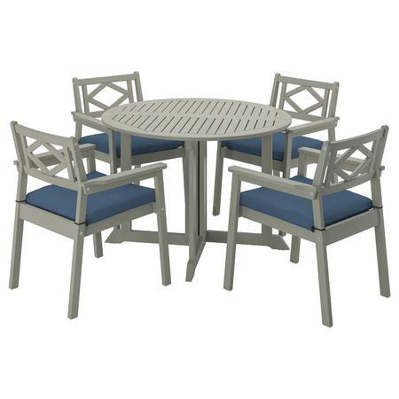 Стол + 4 кресла, для/сада, серый морилка, ФРЁСЁН/ДУВХОЛЬМЕН синий IKEA БОНДХОЛЬМЕН 493.305.27