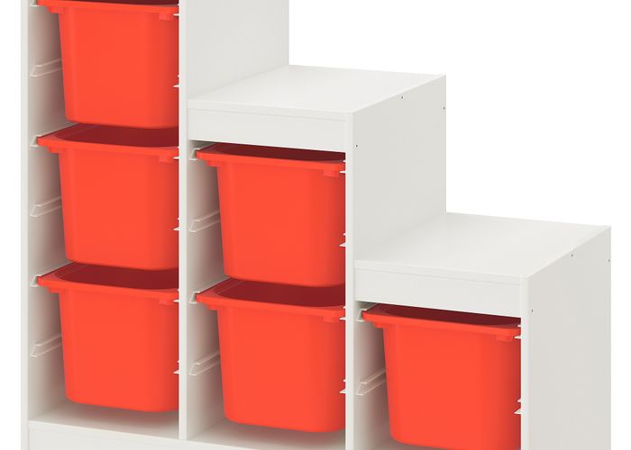 Комбинация для хранения, белый, оранжевый, 99x44x94 см IKEA TROFAST ТРУФАСТ 493.355.39