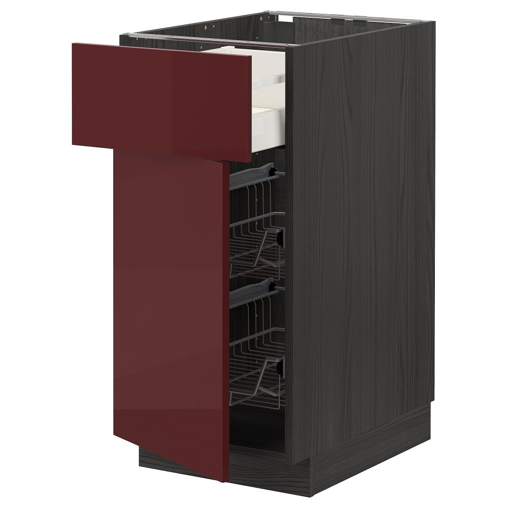 Напольный шкаф с проволочной корзиной, ящик, дверью, 40x60 cm IKEA METOD МЕТОД, MAXIMERA МАКСИМЕРА 694.686.32 - фото 1