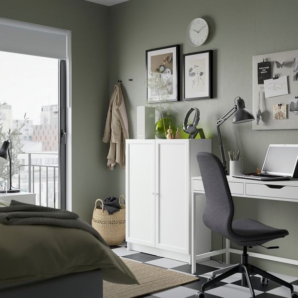 BILLY / OXBERG Стеллаж с дверьми - белый 80x30x106 см - фото 2