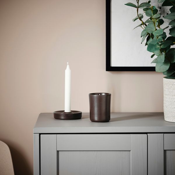 Ароматическая свеча в стакане, керамика/Костер темно-коричневый 10 см IKEA BEHJÄRTAD БЕХЭРТАД 304.979.37 - фото 3