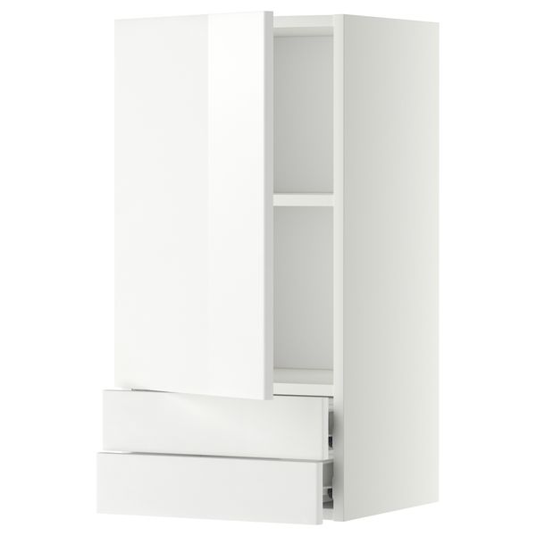 Навесной шкаф с дверцей, 2 ящика МЕТОД / ФОРВАРА, белый, Рингульт белый - фото 1