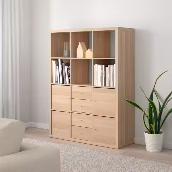 KALLAX Стеллаж с 6 вставками - под беленый дуб 112x147 см - фото 2