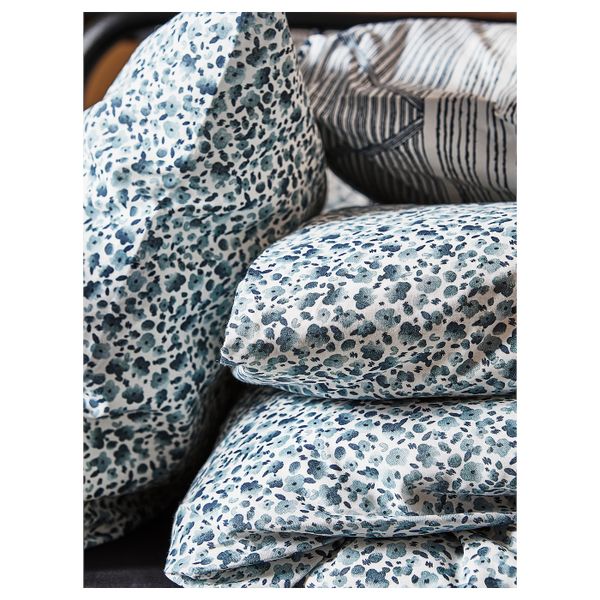 Пододеяльник и 1 наволочка, белый, синий, 150x200/50x70 см IKEA ВАТТЕНМИНТА 003.902.64 - фото 3