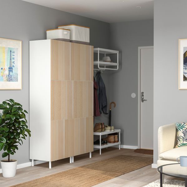 Гардероб с 6 дверями, белый/Скрова под беленый дуб 120x42x191 см IKEA OPPHUS ОПХУС 794.881.06 - фото 2