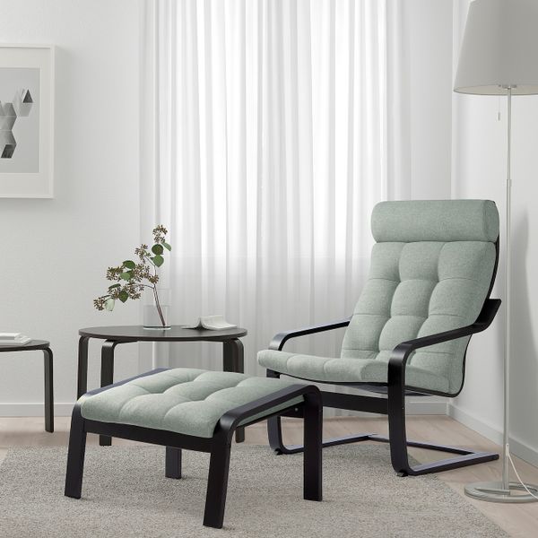 Табурет для ног, черно-коричневый/Гуннаред светло-зеленый IKEA POÄNG ПОЭНГ 194.372.28 - фото 3