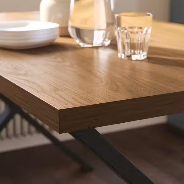 SKÅLSTA СКОЛСТА Стол - под грецкий орех/в форме буквы Х черно-серый 140x80 см - фото 3