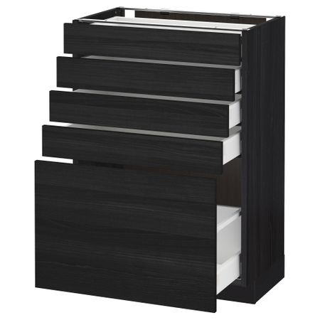 Напольный шкаф с 5 ящиками МЕТОД / МАКСИМЕРА, черный, Тингсрид черный