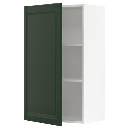Шкаф навесной с полкой, белый/Будбин темно-зеленый 60x100 см IKEA METOD МЕТОД 493.122.41