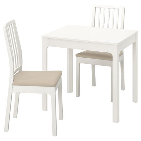 Стол и 2 стула, белый/Хакебу бежевый 80/120 см IKEA EKEDALEN ЭКЕДАЛЕН / EKEDALEN ЭКЕДАЛЕН 794.294.09