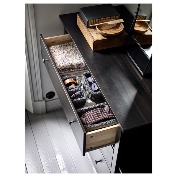 Комод с 3 ящиками ХЕМНЭС, черно-коричневый - фото 4