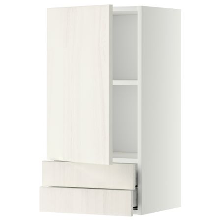 Навесной шкаф с дверцей, 2 ящика МЕТОД / МАКСИМЕРА, белый, Росдаль белый