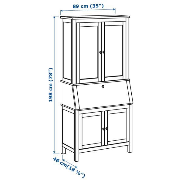 Бюро с дополнительным модулем ХЕМНЭС, белая морилка (89x198 см) - фото 5