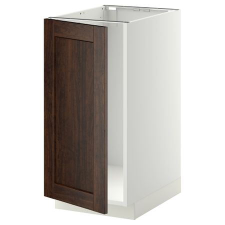 Напольный шкаф для мойки, мусорных контейнер МЕТОД, белый, Эдсерум коричневый (40x60 см)
