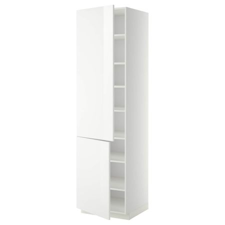Высокий шкаф с полками, 2 дверцы, белый/Рингульт белый 60x60x220 см IKEA METOD МЕТОД 294.471.80