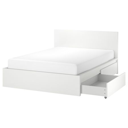 Каркас кровати + 2 кроватных ящика, белый, Lindbåden, 160x200 см IKEA MALM МАЛЬМ 194.949.97
