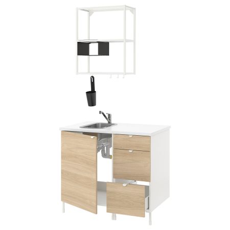 Кухня, белый, под дуб, 103x63.5x222 см IKEA BEGIVENHET БЕГИВЕНХЕТ 893.367.06