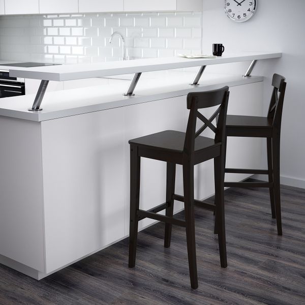 Стул барный, коричнево-чёрный 74 см IKEA INGOLF ИНГОЛЬФ 003.605.06 - фото 2
