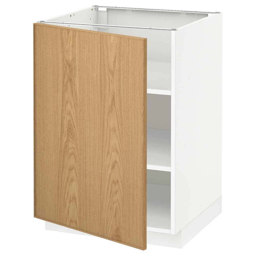 Напольный шкаф с полками, белый/Экестад дуб 60x60 см IKEA METOD МЕТОД 292.256.26 - схема-чертеж с размерами