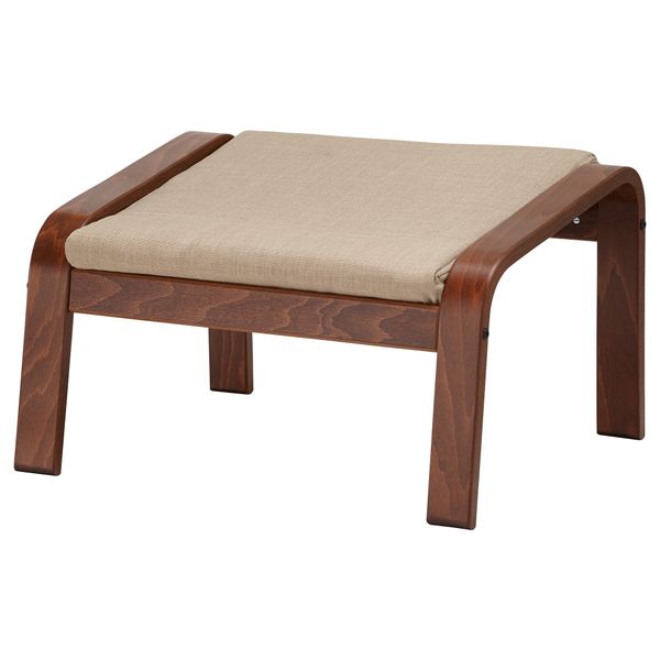 Табурет для ног ПОЭНГ, классический коричневый, Шифтебу бежевый - схема-чертеж с размерами