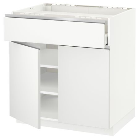 Напольный шкаф для варочной панели, ящик, полка, 2 дверцы МЕТОД / МАКСИМЕРА, белый, Нодста белый