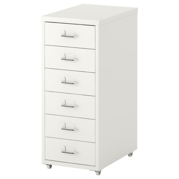 Тумба с ящиками на колесах, белый 28x69 см IKEA HELMER ХЕЛЬМЕР 503.849.44 - фото 1