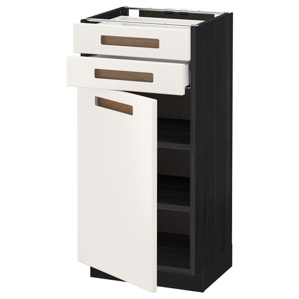Напольный шкаф с дверцей, 2 ящиками МЕТОД / МАКСИМЕРА, черный, Мэрста белый - схема-чертеж с размерами