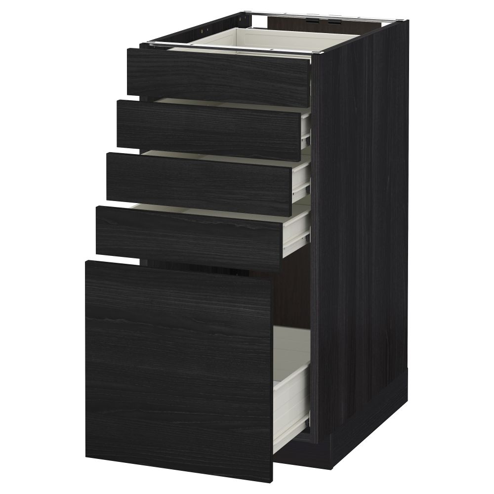 Напольный шкаф с 5 ящиками МЕТОД / ФОРВАРА, черный, Тингсрид черный - схема-чертеж с размерами