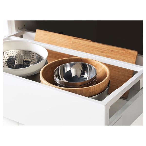 Высокий шкаф + полки, 3 ящика, 2 дверцы МЕТОД / МАКСИМЕРА, белый, Эдсерум коричневый - схема-чертеж с размерами