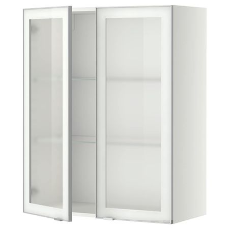 Навесной шкаф с полками, 2 стекло дв, белый/Ютис матовое стекло 80x100 см IKEA METOD МЕТОД 192.383.42