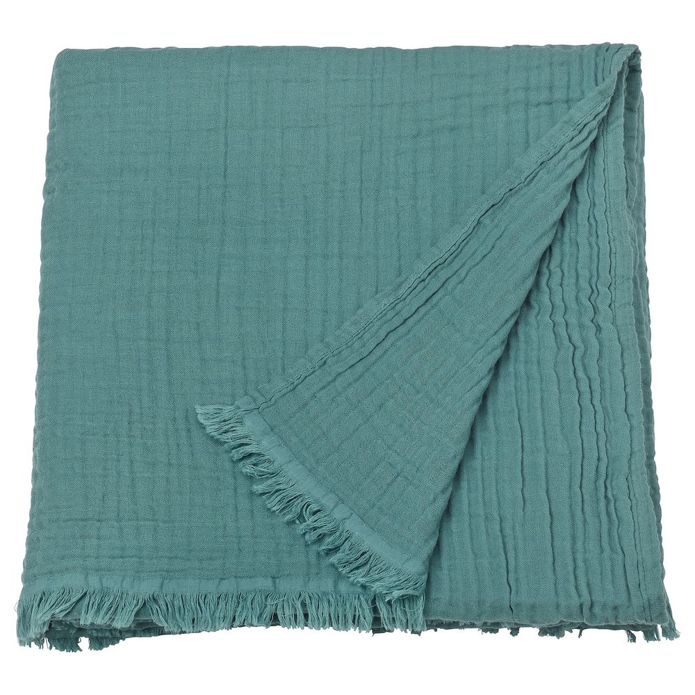 Плед, серо-бирюзовый 150x200 см IKEA VALLKRASSING ВАЛЛКРАССИНГ 104.861.76 - фото 1