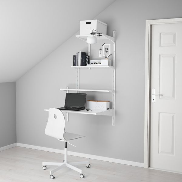Настенная шина/полки, белый 86x61x141 см IKEA АЛЬГОТ 192.318.21 - фото 1