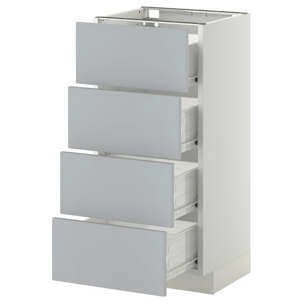 Напольный шкаф 4 фронтальных панели/4 ящика МЕТОД / ФОРВАРА, белый, Веддинге серый - схема-чертеж с размерами