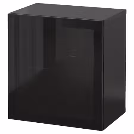 BESTÅ Комбинация настенных шкафов - глянцевый/черный/Glassvik 60x42x64 см