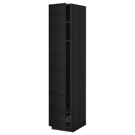 Высокий шкаф с полками, проволочной корзиной МЕТОД, черный, Тингсрид черный