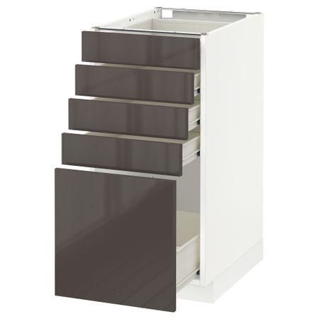 Напольный шкаф с 5 ящиками МЕТОД / ФОРВАРА, белый, Рингульт серый