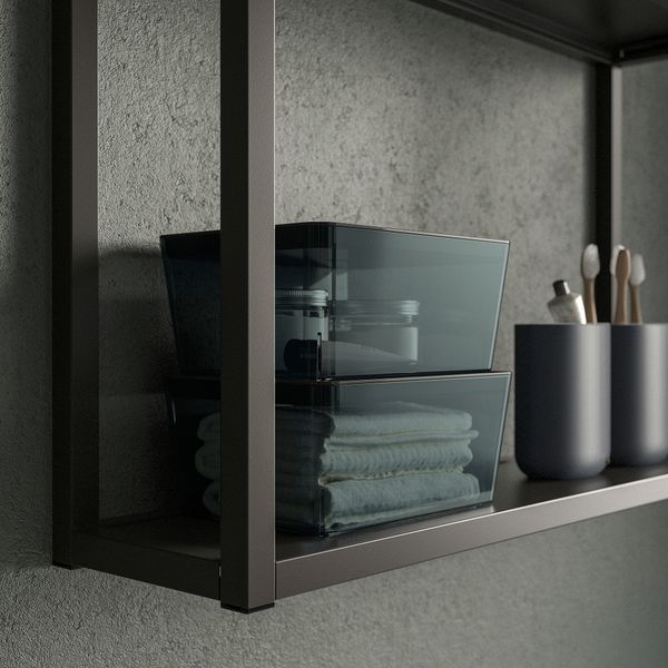 Контейнер с крышкой, прозрачный черный, 13x18x8 см IKEA KUGGIS КУГГИС 095.612.37 - фото 6