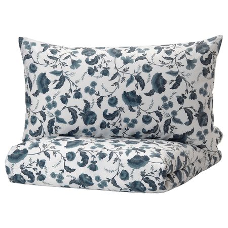Пододеяльник и 1 наволочка, белый, синий 150x200/50x70 см IKEA KÄLLFRÄNE КЭЛЛЬФРЭНЕ 104.696.43