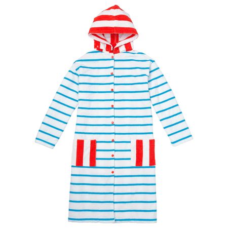 Халат купальный, в полоску синий-красный 152/164 IKEA SJÖLEJON СЬЁЛЕЙОН 204.171.68