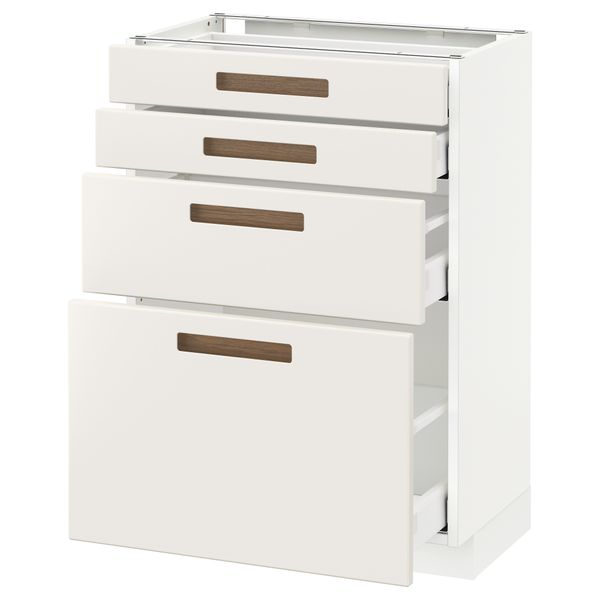 Напольный шкаф 4 фронтальных панели, 4 ящика МЕТОД / МАКСИМЕРА, белый, Мэрста белый - схема-чертеж с размерами