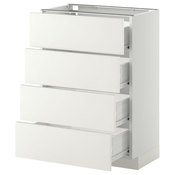 Напольный шкаф 4 фронтальных панели, 4 ящика МЕТОД / ФОРВАРА, белый, Хэггеби белый - схема-чертеж с размерами