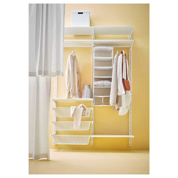 Настенная шина, полки/штанга, белый 132x41x199 см IKEA АЛЬГОТ 392.761.73 - схема-чертеж с размерами