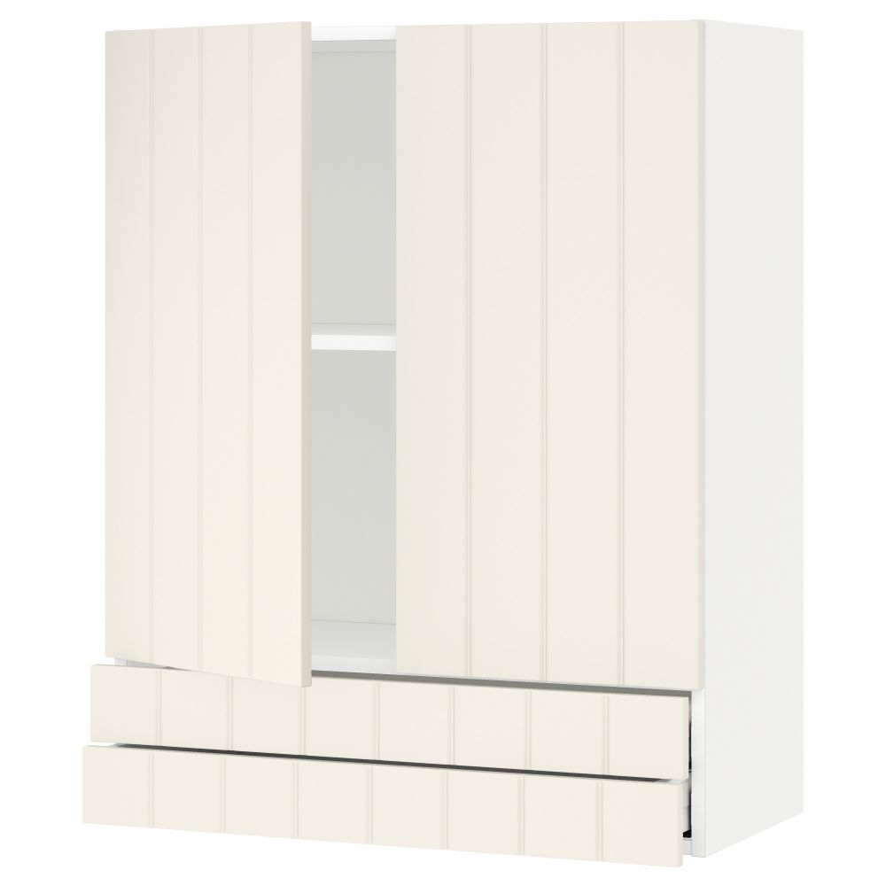 Навесной шкаф, 2 дверцы, 2 ящика МЕТОД / МАКСИМЕРА, белый, Хитарп белый с оттенком - схема-чертеж с размерами