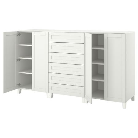 Шкаф с дверцами и ящиками, белый, Саннидаль белый, 240x57x133 см IKEA PLATSA ПЛАТСАA ПЛАТСА 194.876.47