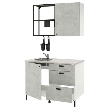 Кухня, 123x63.5x222 см, антрацит, под бетон IKEA BEGIVENHET БЕГИВЕНХЕТ 493.372.32