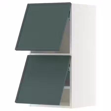 METOD Навесной шкаф/2 дверцы, горизонтал - белый/Aspudden темный серо-зеленый 40x80 см