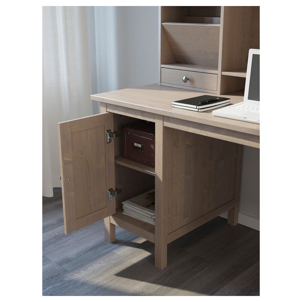 Стол с дополнительным модулем ХЕМНЭС, серо-коричневый (155x137 см) - фото 4